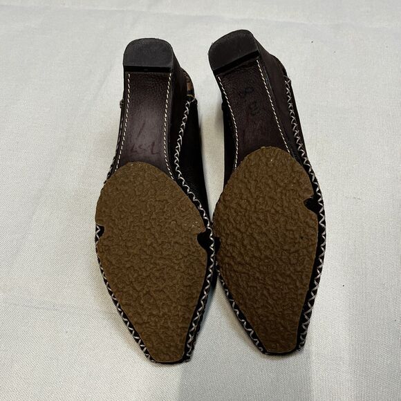 JESSICA BENNETT BROWN Leather WOMEN WEDGES SHOES 8.5 vintage look Leopard Print - Picture 7 of 12